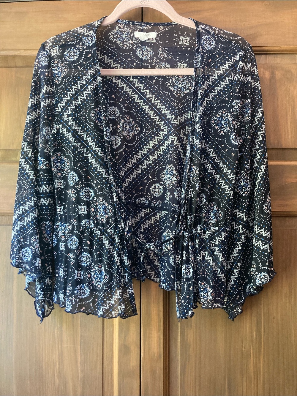 Maurices Stretchy Sheer Mesh Drawstring & Tie Waist Jacket Small